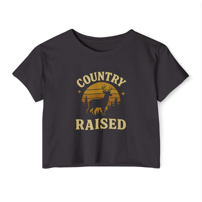 Country Raised Women's Crop Top - Music Festival Clothing, Boho Style Shirt, Summer Concert Apparel, Western Theme Tank Top, Cowgirl Crop
