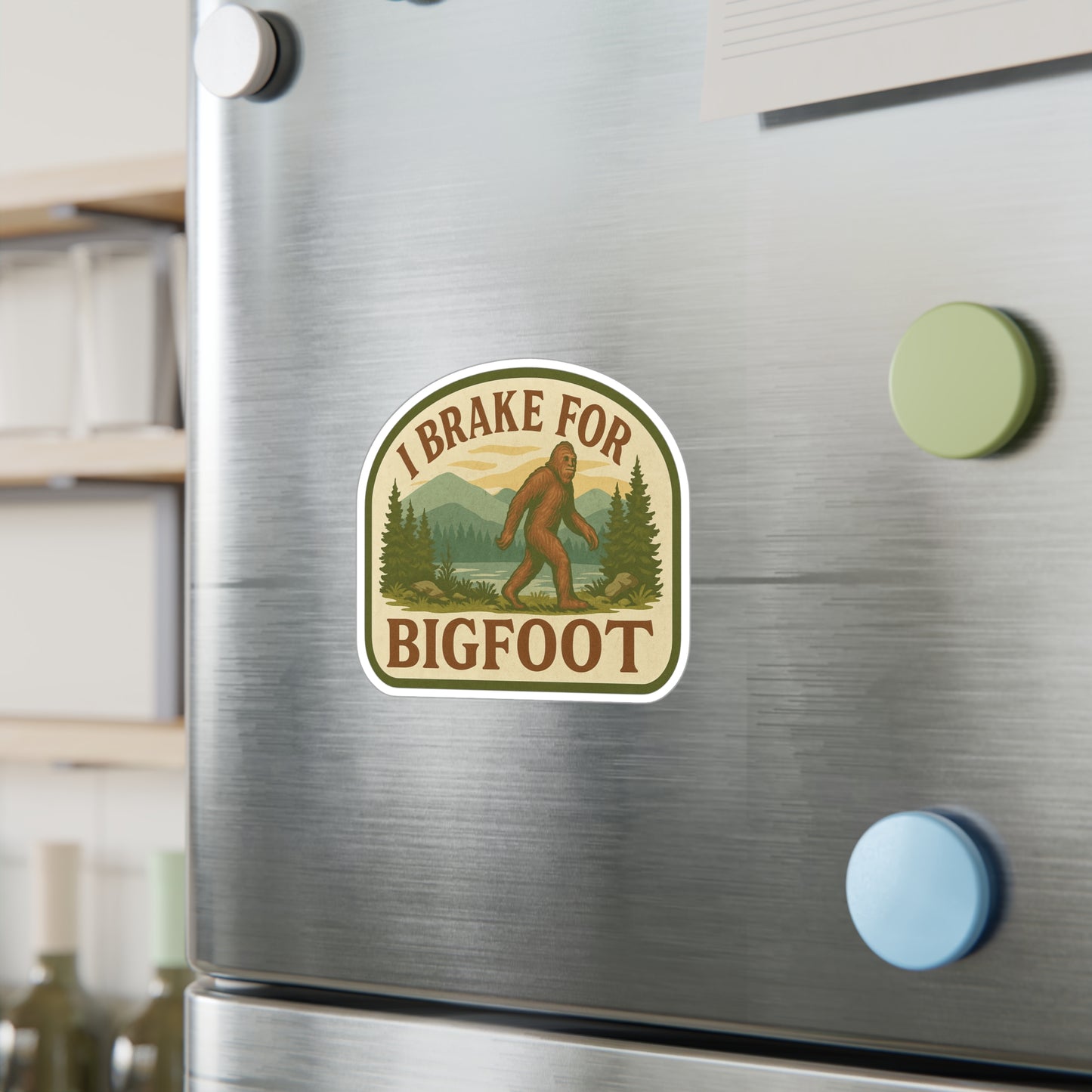 Bigfoot Kiss-Cut Vinyl Decals, Playful Sasquatch Stickers for Car, Home Decor, Gifts, Outdoor Adventures, Nature Lovers