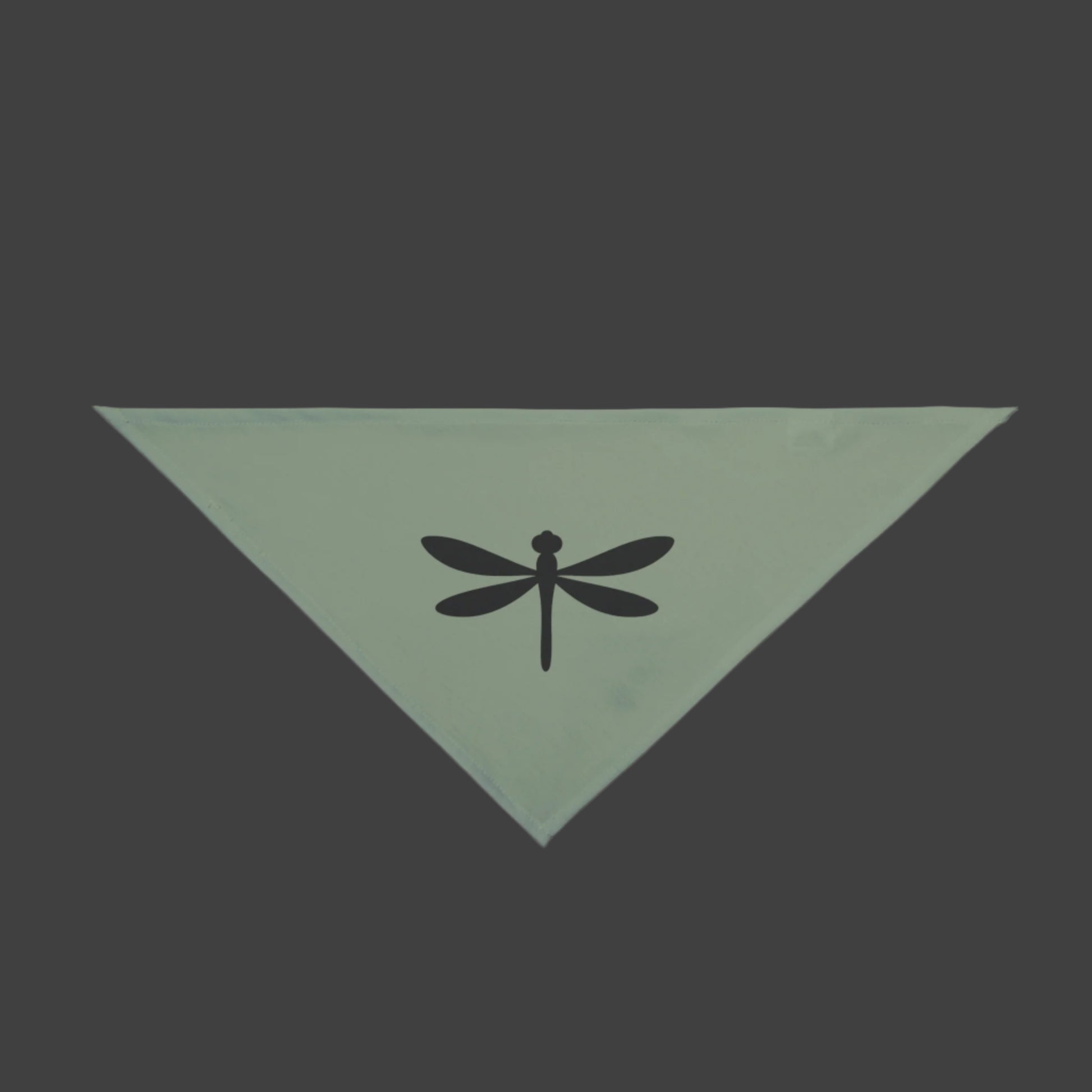 Green bandana with a black dragonfly design on a white background