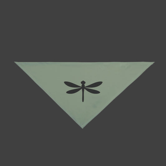 Green bandana with a black dragonfly design on a white background