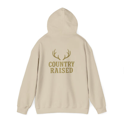 Country Raised deer antler Hoodie, Outdoor Wildlife Animal Ranch Farm Life Gift, Camouflage Hunting Apparel, Nature Lover Cabin Wear, Rural