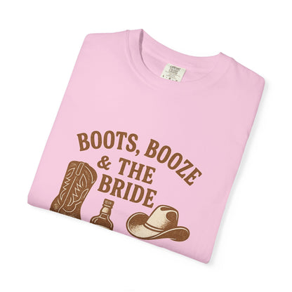 Country Bachelorette Party T-shirt, Boots Booze Bride Western Shirt, Wedding Shower Tee, Southern Bridal Party Top, Rustic Bride Tribe Gift