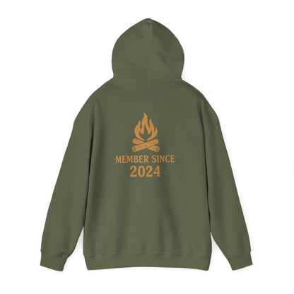 Bigfoot Campfire Club Hoodie, Mountains & Labrador, Unisex Pullover, Outdoor Camping Sweatshirt, Nature Lover Gift