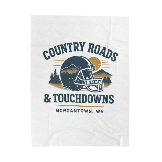 Football-Themed Velveteen Plush Blanket, Cozy Gift for Sports Fans, Country Roads & Touchdowns Decor, Perfect for Tailgating, Game Night