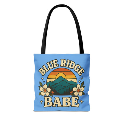 Colorful Blue Ridge Babe Beach Tote Bag, River Lake Ocean Summer Travel Bag, Weekend Getaway Shoulder Purse, Gift for Beach Lover, Boho Chic