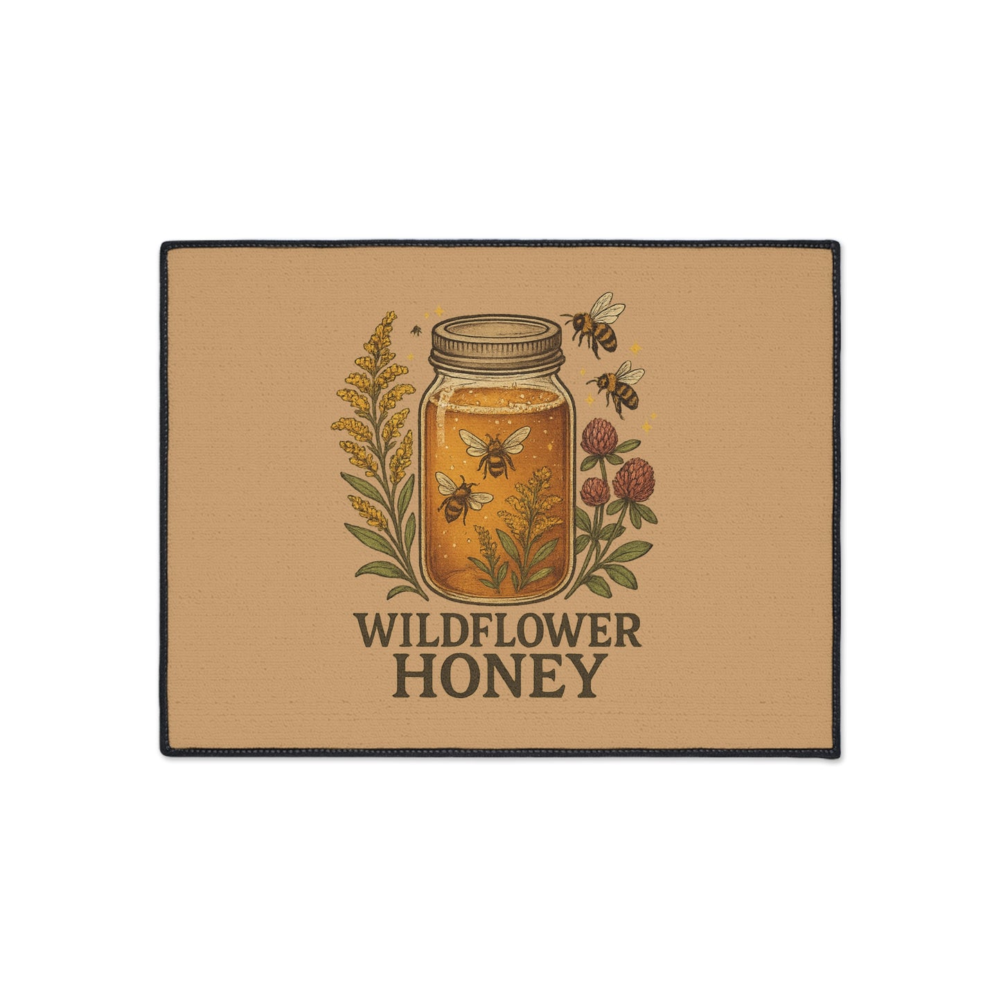 Wildflower Honey Kitchen Mat – Rustic Botanical Farmhouse Decor