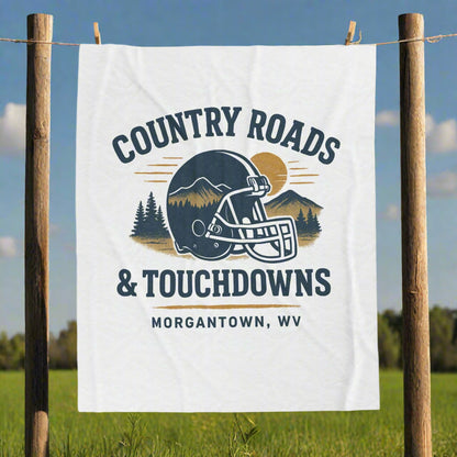 Football-Themed Velveteen Plush Blanket, Cozy Gift for Sports Fans, Country Roads & Touchdowns Decor, Perfect for Tailgating, Game Night