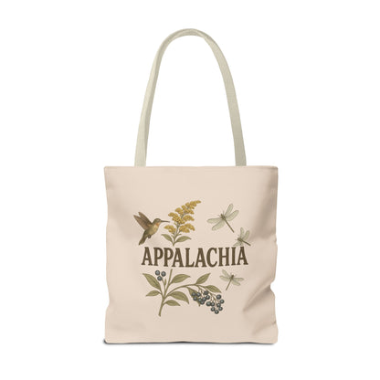 Appalachian Wildflowers Farmer's Market Tote Bag, Floral Eco-Friendly Shopping Bag, Hummingbird Reusable Grocery Bag, Nature Lover Gift,