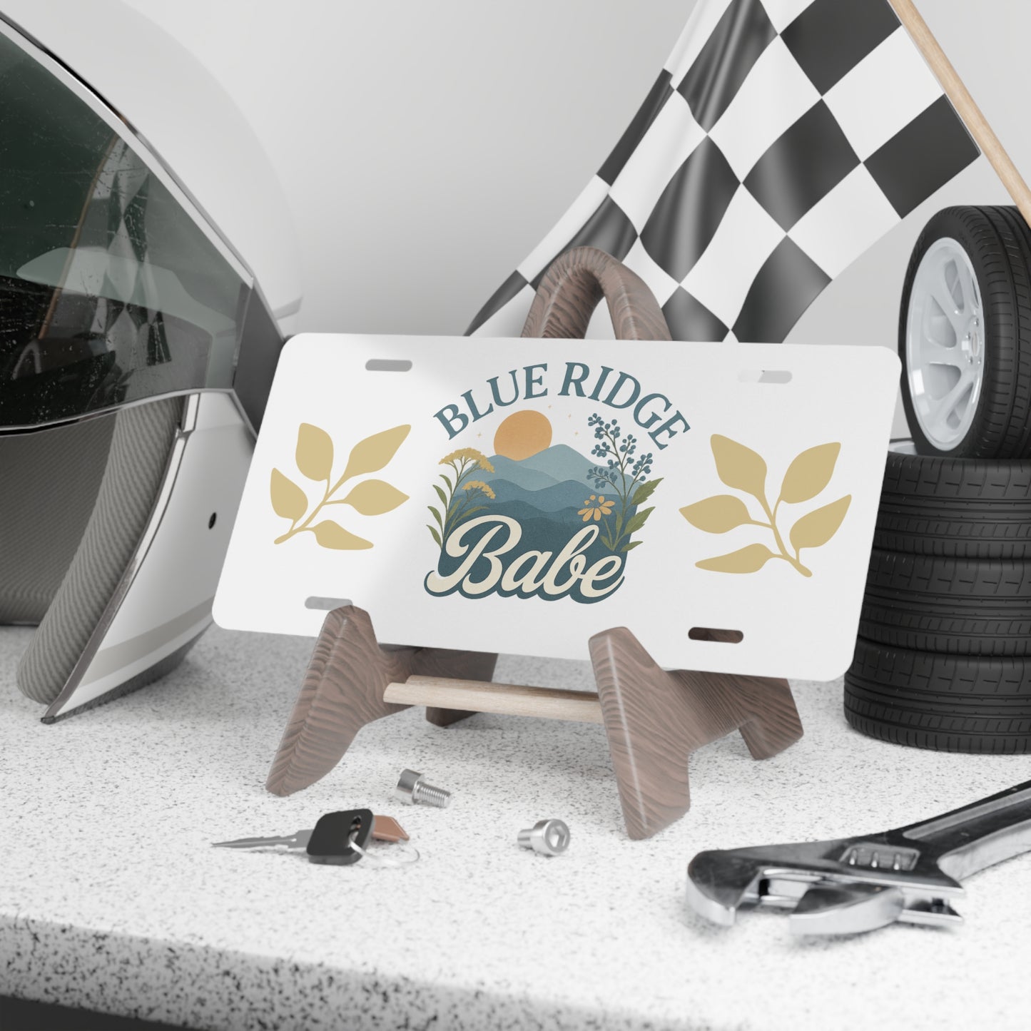 Vanity Plate, Blue Ridge Babe Mountain Sunset Wildflower Car Tag, Auto Tag, Front License Plate, Custom Car Decal, Personalized Car Plate,