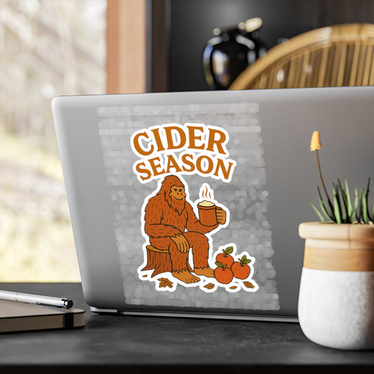 Cider Season Big Foot Sticker – Sasquatch Yeti Cryptid Vinyl Decal
