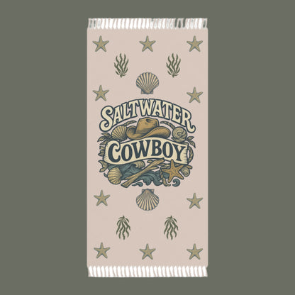 🌊 Saltwater Cowboy Boho Beach Blanket – Western Soul Meets Coastal Vibes 🐚🤠