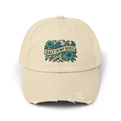 Distressed Cap, Vintage Hat, Beach Ball Cap, Retro Sun Hat, Salt in my Soul Cap, Driftwood Morning Glory Hat