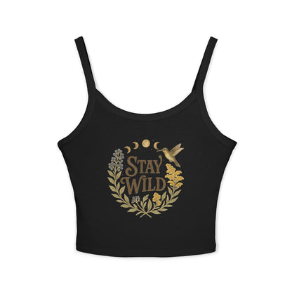 Stay Wild Women's Spaghetti Strap Tank Top | Boho Crop Top, Summer Outfit, Nature Lover Gift, Festival Wear, Casual Comfort