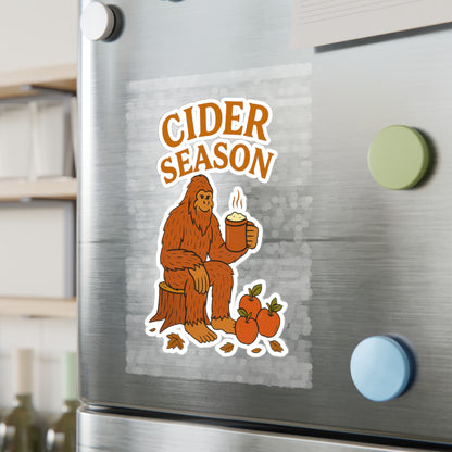 Cider Season Big Foot Sticker – Sasquatch Yeti Cryptid Vinyl Decal