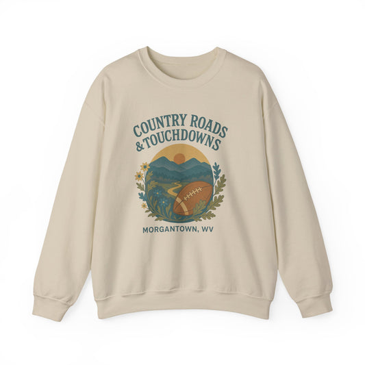 Gameday Crewneck Sweatshirt - Country Roads Touchdowns, Football Fan Apparel, Game Day Gear