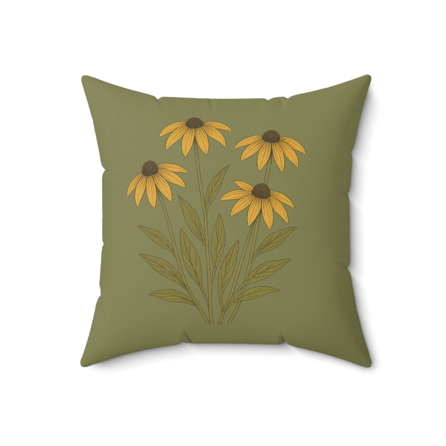 Wildflower Sage Square Pillow for Home Decor, Floral Accent Cushion, Decorative Throw Pillow Set, Red and White Flowers, Spun Polyester