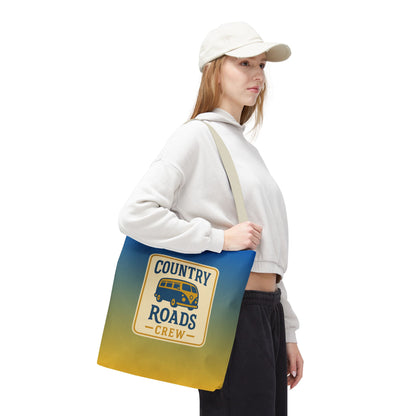 Country Roads Crew Tote Bag - Stylish Canvas Bag for Road Trips, Travel, Adventure, Vacation, Gift Idea
