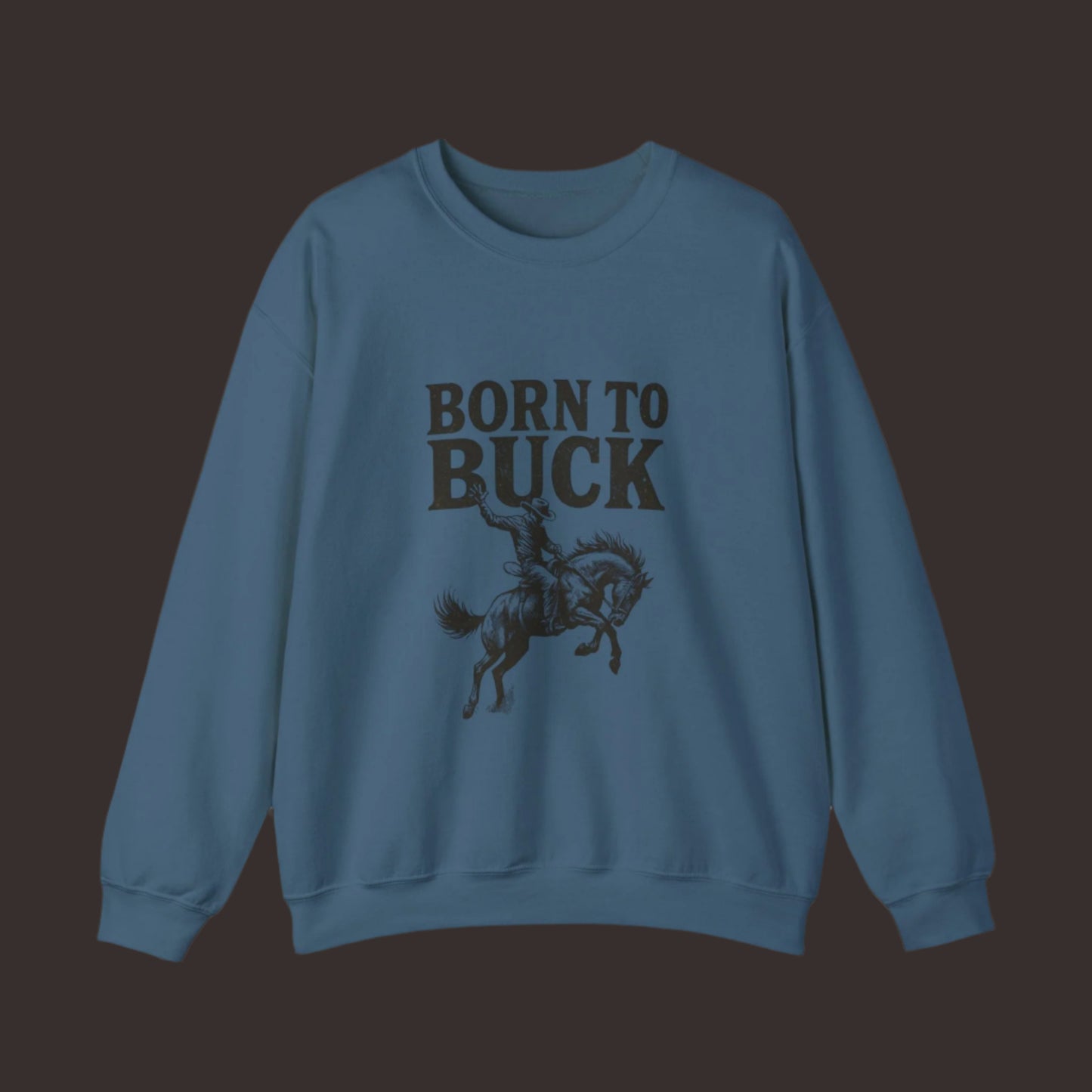Unisex Heavy Blend™ Crewneck Sweatshirt - Vintage Chic Graphic Design- Rodeo, Born to Buck