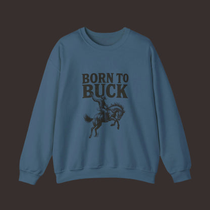 Unisex Heavy Blend™ Crewneck Sweatshirt - Vintage Chic Graphic Design- Rodeo, Born to Buck