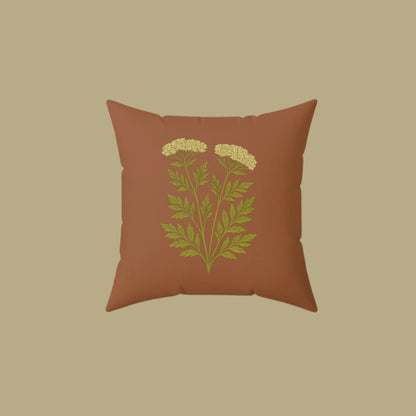 Botanical Yarrow Square Pillow, Appalachia Wildflower Cushion, Floral Throw Pillow, Nature Inspired Decor, Home Accent Pillow