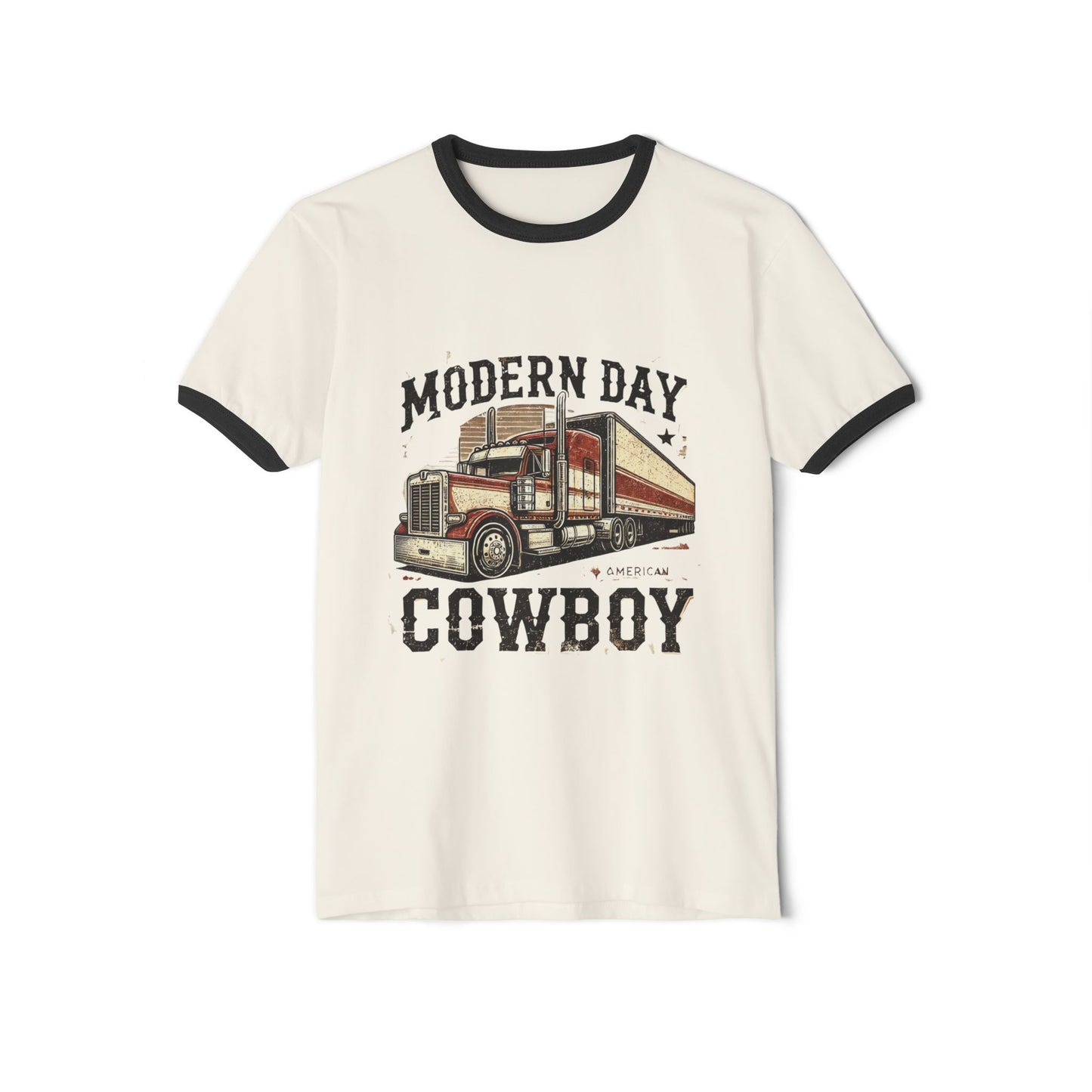Retro Trucker Modern day cowboy 70's ringer tshirt