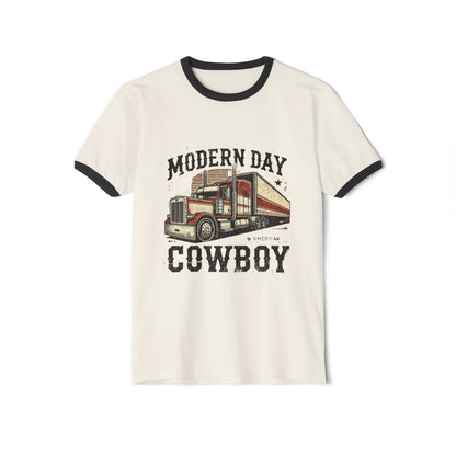 Retro Trucker Modern day cowboy 70's ringer tshirt