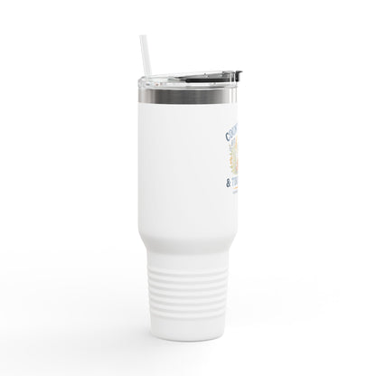Country Roads Touchdowns Tailgating Insulated Travel Mug, 40oz - Game Day Cup, Football Fans Gift, Sports Lover, Tailgate Party Supplies,
