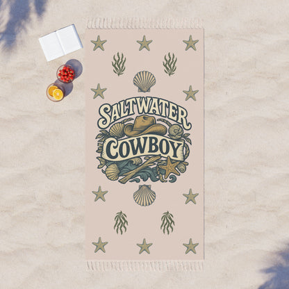 🌊 Saltwater Cowboy Boho Beach Blanket – Western Soul Meets Coastal Vibes 🐚🤠