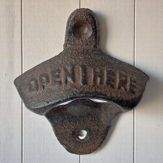 Open Here Cast-Iron Bottle Opener