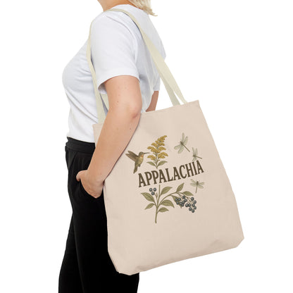 Appalachian Wildflowers Farmer's Market Tote Bag, Floral Eco-Friendly Shopping Bag, Hummingbird Reusable Grocery Bag, Nature Lover Gift,