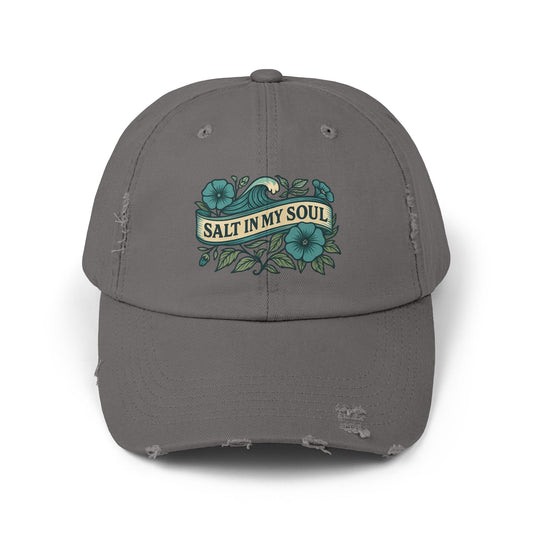 Distressed Cap, Vintage Hat, Beach Ball Cap, Retro Sun Hat, Salt in my Soul Cap, Driftwood Morning Glory Hat