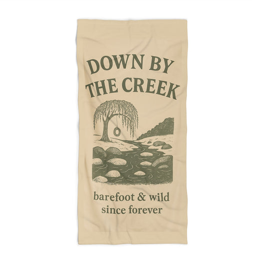 Country Creek Beach Towel for Swimming, Nature Lover Gift, Outdoor Adventure Towel, Summer Poolside Essential, Rustic Farmhouse Decor