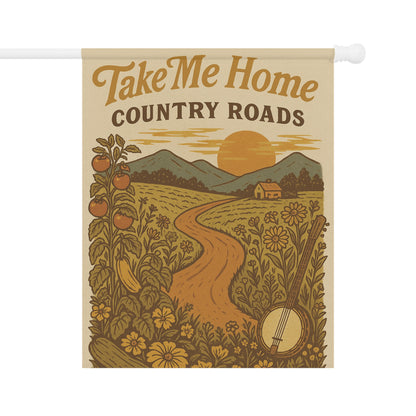 Take Me Home Country Roads Garden Flag, Rustic West Virginia Outdoor Decor, Appalachian Yard Flag, Country Music Inspired Banner