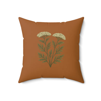 Botanical Yarrow Square Pillow, Appalachia Wildflower Cushion, Floral Throw Pillow, Nature Inspired Decor, Home Accent Pillow