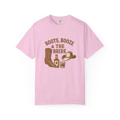 Country Bachelorette Party T-shirt, Boots Booze Bride Western Shirt, Wedding Shower Tee, Southern Bridal Party Top, Rustic Bride Tribe Gift
