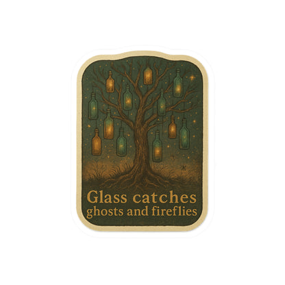 Whimsical Ghost & Firefly Vinyl Decals, Aesthetic Window Stickers, Home Decor, Nature Lover Gifts, Unique Wall Art, Halloween Decor