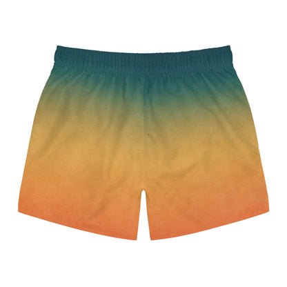Sunny Gradient Swim Trunks, Beach Shorts, Summer Swimwear, Vacation Attire, Pool Party Essentials, Trendy Men’s Swimwear