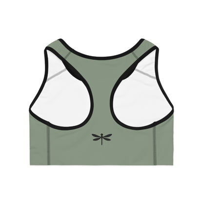 Wild Waters Sports Bra – Dragonfly Back Detail in Earthy Sage