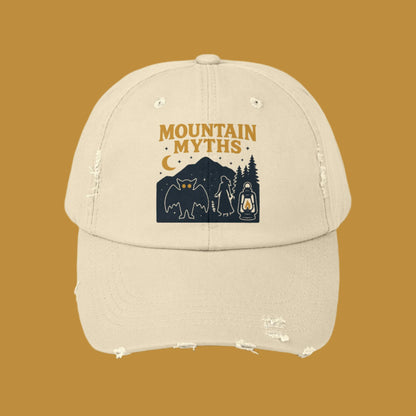Vintage Appalachian Mountain Myths Distressed Cap, Baseball Hat, Unisex Gift, Outdoor Adventure Headwear, Retro Hiking Accessory