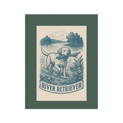 Garden Flag, Labrador Retriever Banner, Outdoor House Decoration, River Scene Decor, Pet Lover Gift, Nature Inspired Yard Art
