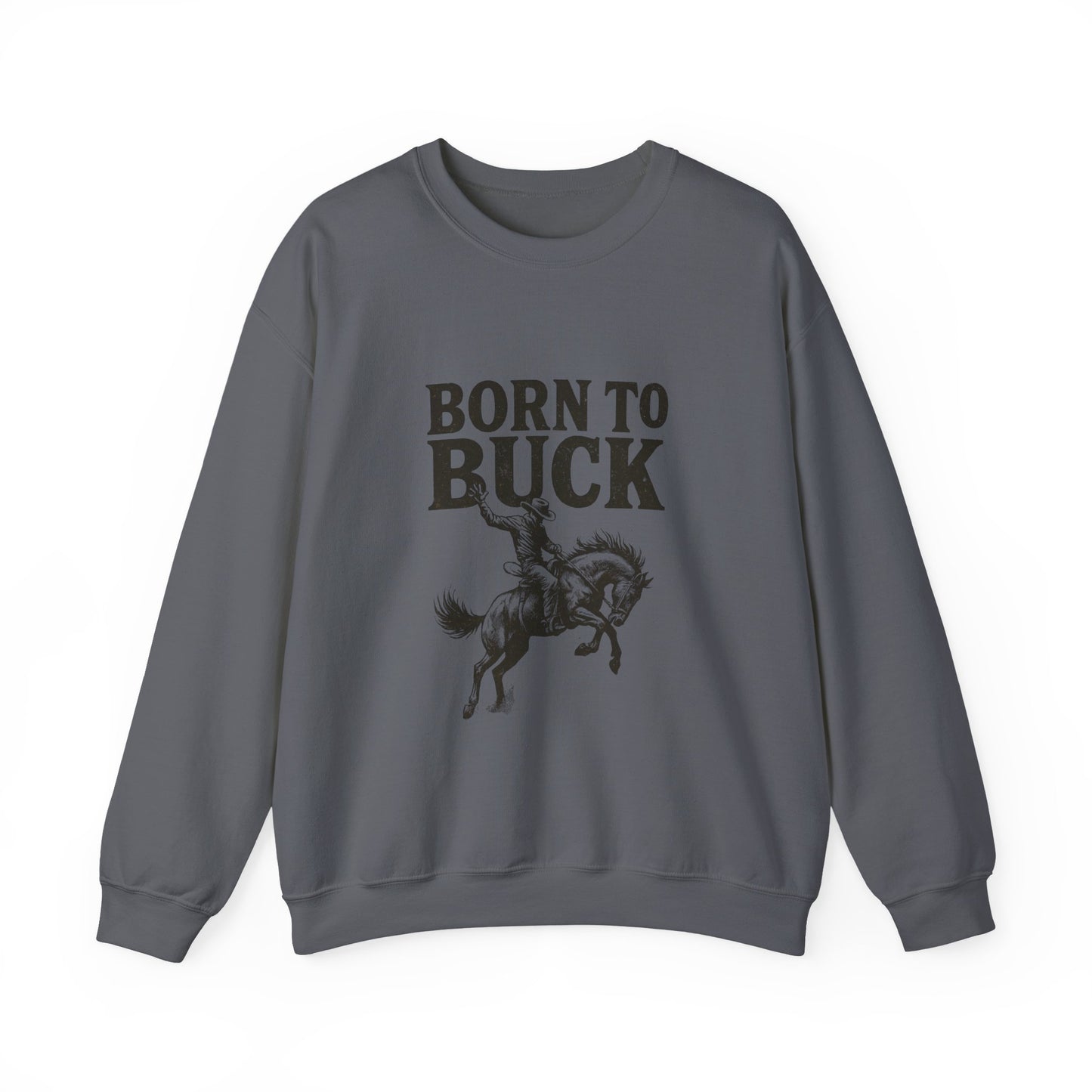Unisex Heavy Blend™ Crewneck Sweatshirt - Vintage Chic Graphic Design- Rodeo, Born to Buck