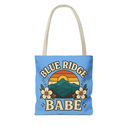 Colorful Blue Ridge Babe Beach Tote Bag, River Lake Ocean Summer Travel Bag, Weekend Getaway Shoulder Purse, Gift for Beach Lover, Boho Chic