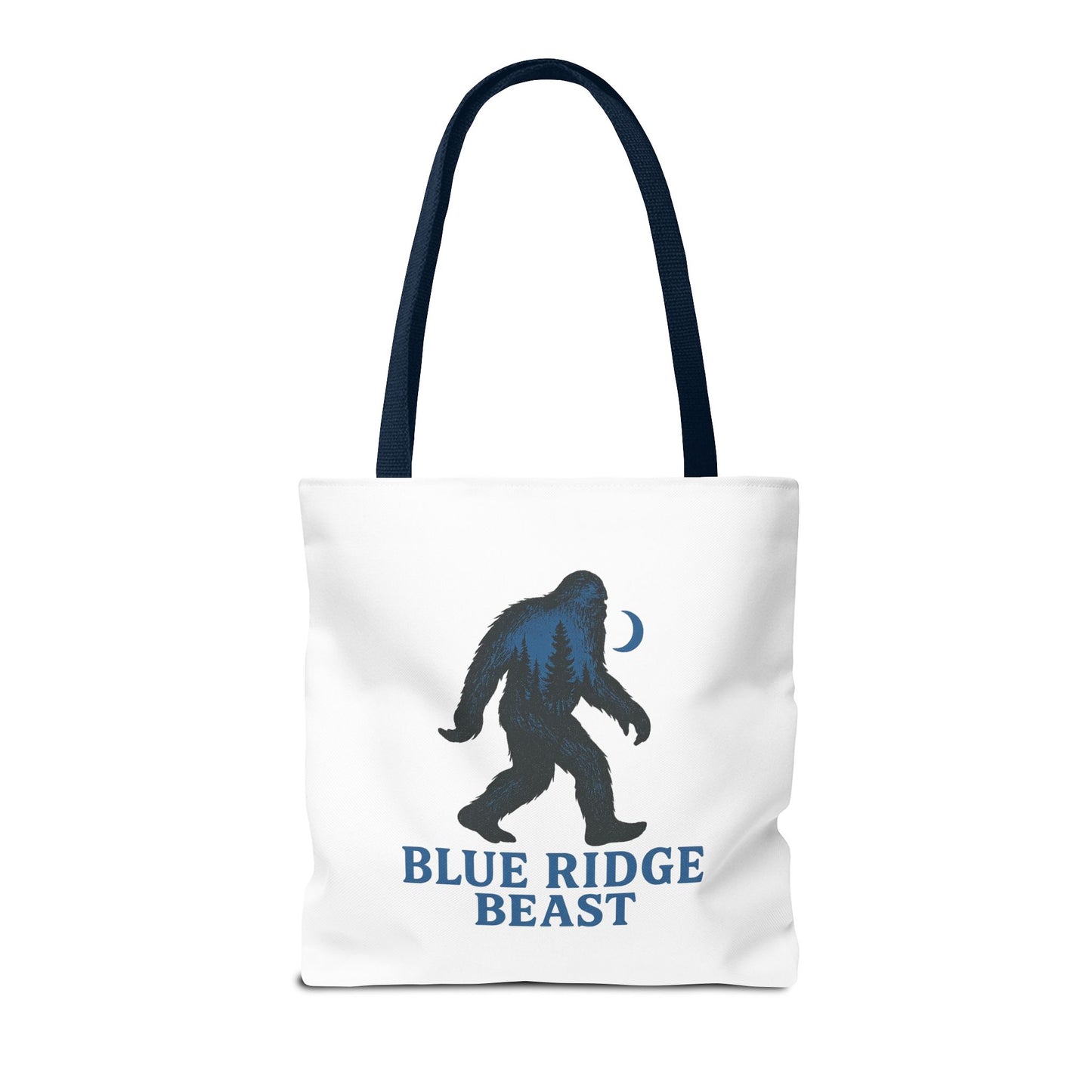 Blue Ridge Beast Tote Bag, Bigfoot Forest Design, Appalachian Folklore Style with Sasquatch