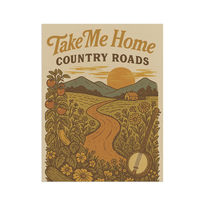Take Me Home Country Roads Garden Flag, Rustic West Virginia Outdoor Decor, Appalachian Yard Flag, Country Music Inspired Banner
