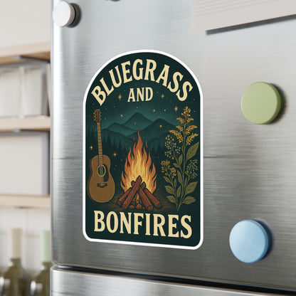 Bluegrass and Bonfires Kiss-Cut Vinyl Decals | Rustic Outdoor Decor, Campfire Stickers, Music Lover Gifts, Hiking Essentials, Custom [...]