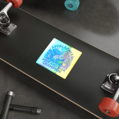 Holographic Bigfoot Stickers, Appalachian Hide and Seek Champion Vinyl, Fun Gift for Adventurers, Outdoor Decor, Skateboard Accessories