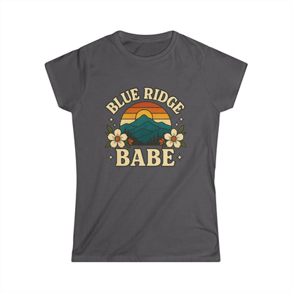 Blue Ridge Baby Women's Softstyle Tee, Mountain Graphic Shirt, Vintage Style T-Shirt, Outdoor Adventure Clothing, Hiking Apparel, Nature