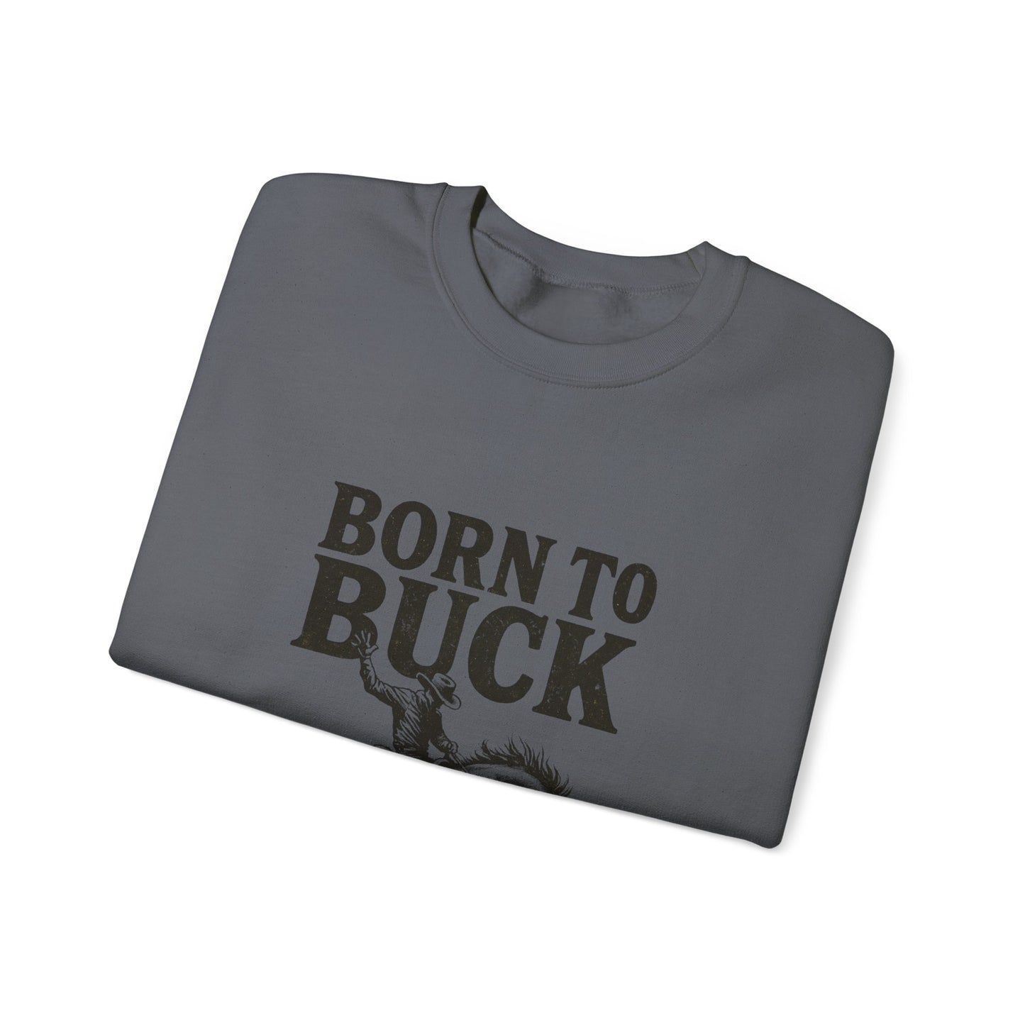 Unisex Heavy Blend™ Crewneck Sweatshirt - Vintage Chic Graphic Design- Rodeo, Born to Buck