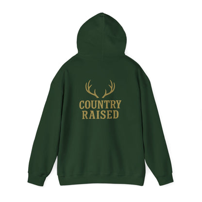 Country Raised deer antler Hoodie, Outdoor Wildlife Animal Ranch Farm Life Gift, Camouflage Hunting Apparel, Nature Lover Cabin Wear, Rural