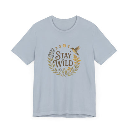 Enchanted Stay Wild Hummingbird Tee, Moon Phases Nature Vibes Tshirt, Colorful Bird Moon Shirt, Unisex Jersey Top, Nature Lover Gift